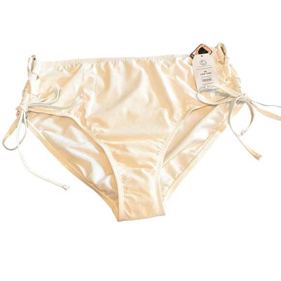 TIME TRU 1X Womens 16W-18W Cream Vanilla Dream High Waist Tie BOTTOMS NWT - Picture 4 of 9